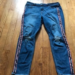 Hollister striped ripped high rise jeans